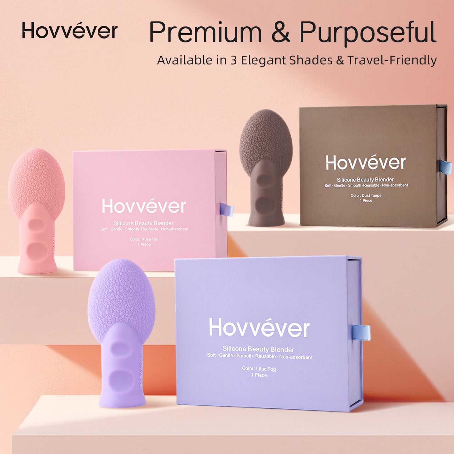 Hovvéver|Dual-Sided Silicone Makeup Sponge - Antimicrobial, Eco-Friendly Beauty Blender for Foundation & Powder