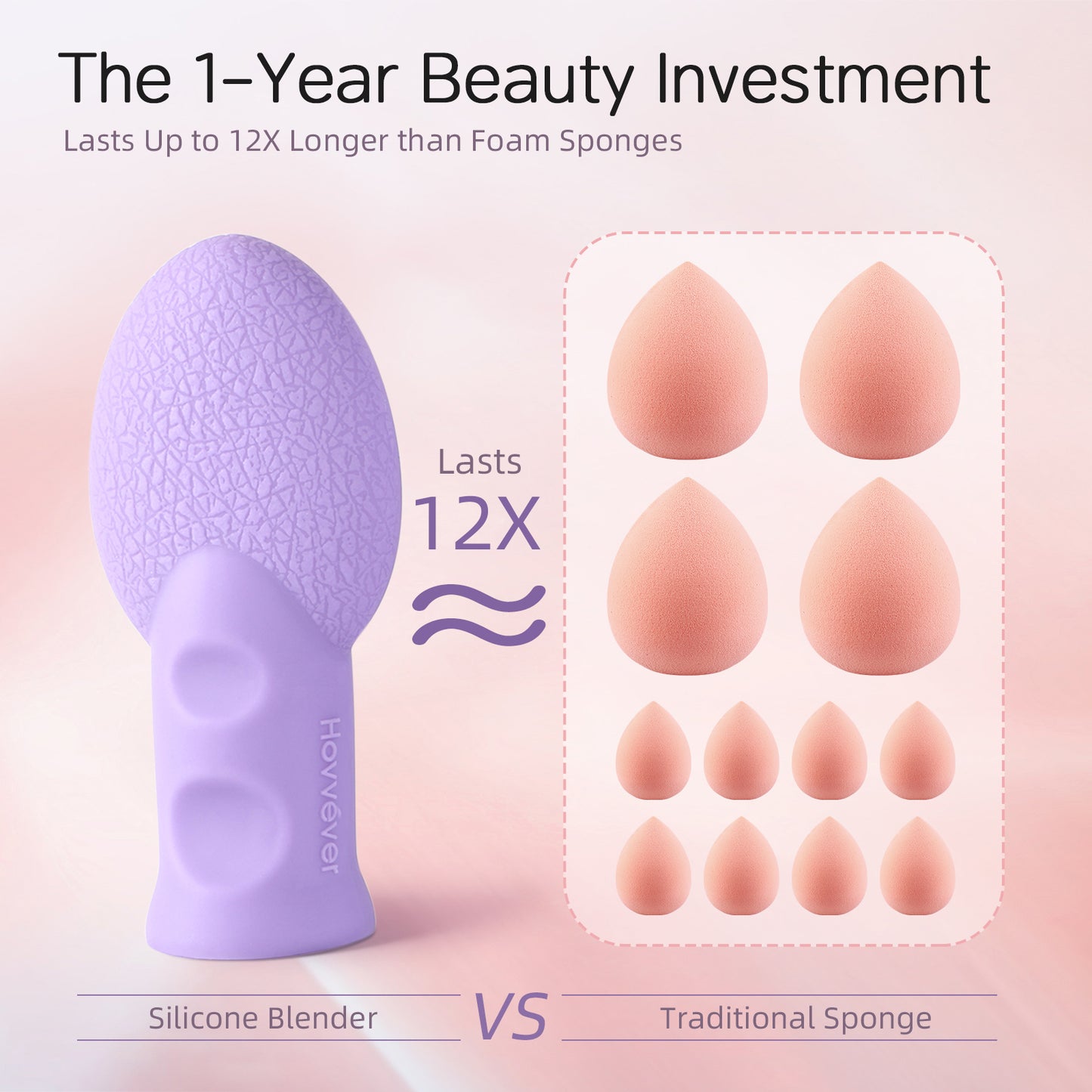Hovvéver|Dual-Sided Silicone Makeup Sponge - Antimicrobial, Eco-Friendly Beauty Blender for Foundation & Powder