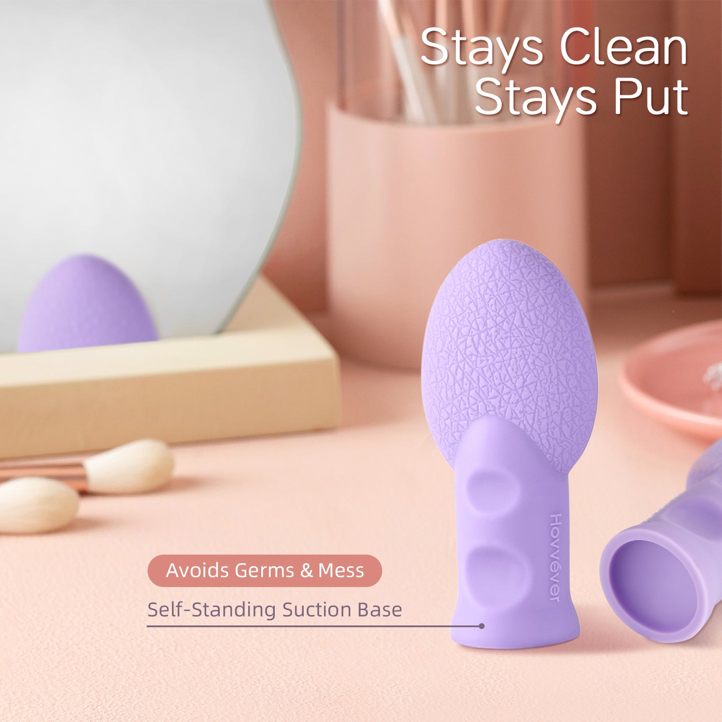 Hovvéver|Dual-Sided Silicone Makeup Sponge - Antimicrobial, Eco-Friendly Beauty Blender for Foundation & Powder